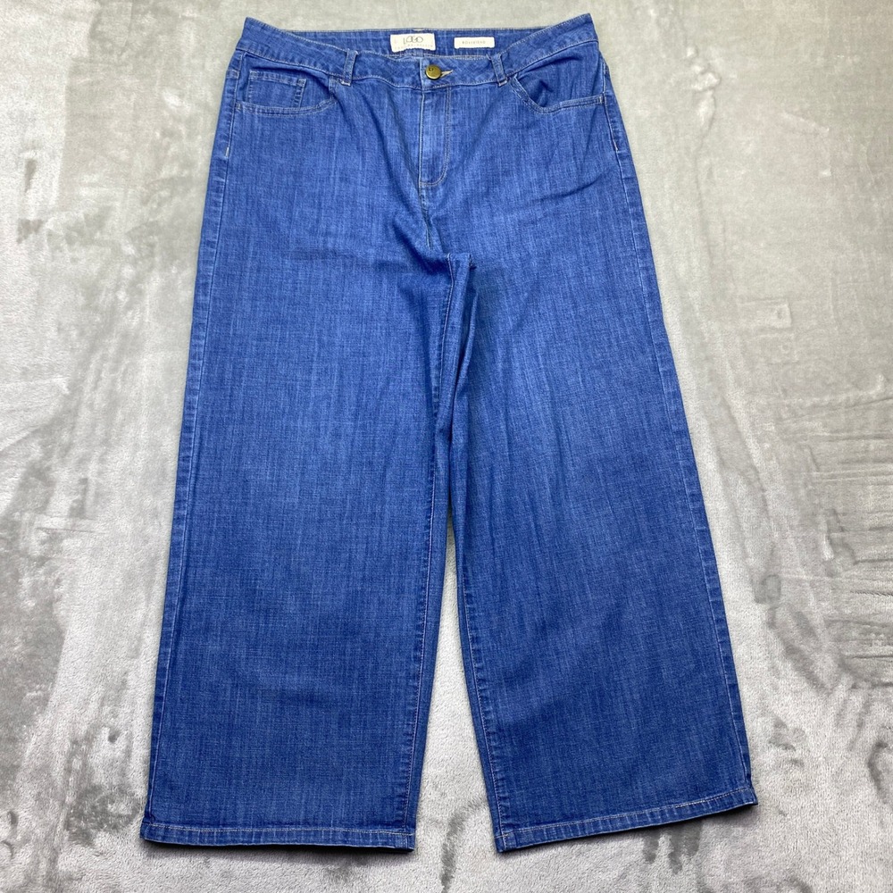 LOBO Boyfriend Crop Wide‎ Leg Jeans Medium Wash Denim Women's Size 12 Fits 31"